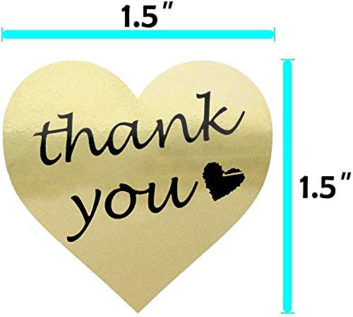 Immuson 1000 pcs Thank You Stickers, 1000 pcs Kraft Heart Shape and Round Adhesive Labels Sticker for Gift, Wedding, Party