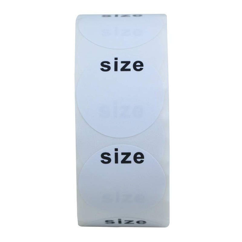 Hybsk White Blank Clothing Size Stickers 1 Inch Round Adhesive Labels for Apparel Retail Total 500 Per Roll