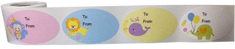 Gift Tags for Baby Shower 1.5 x 2.5 Inch Oval Shape 100 Total Adhesive Stickers