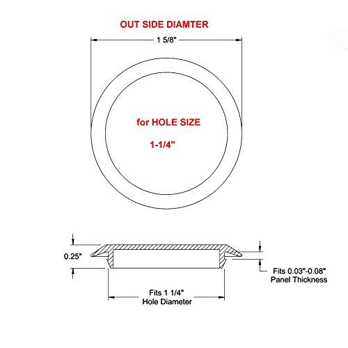 1 1/4" 1.25 inch Flush Mount Black Plastic Body and Sheet Metal Hole Plug Qty 10