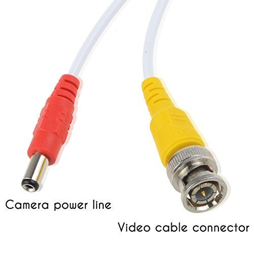 Flashmen 2-Pack 25ft HD Video Power Security Camera Cables Pre-Made All-in-One Extension Wire Cord with BNC Connectors for CCTV Security Camera (White)