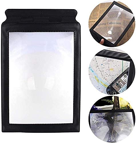 A4 Full Page Reading Magnifier 3X Handheld Reading Aid Plastic Rectangular Magnifying Portable Large Sheet Magnifier Reading Aid Lens for Seniors,Low Vision,Reading Books and Pages,Sewing Crafts Black