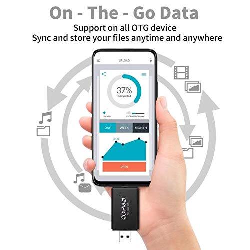COASD Memory Card Reader SD OTG Adapter and USB 2.0 Portable for SDXC, SDHC, SD, MMC, RS-MMC, Micro SDXC, Micro SD, Micro SDHC Card and UHS-I Card (3 in 1) 3 IN 1