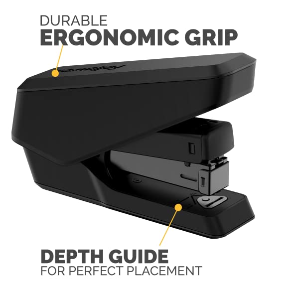 Fellowes® LX840™ Half Strip EasyPress™ Desktop Stapler with Anti-Microbial Technology, 25-Sheet Capacity, Black