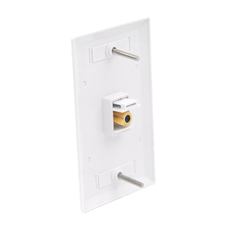 VCE Coax Wall Plate 2-Pack, 1-Port TV Cable Wall Plate 3GHz F-Type Keystone Coupler RG6 Wall Jack for Coaxial Cable, Single Gang, White