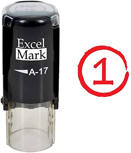 Grade Score 1 - ExcelMark Self-Inking Round Teacher Stamp - Red Ink