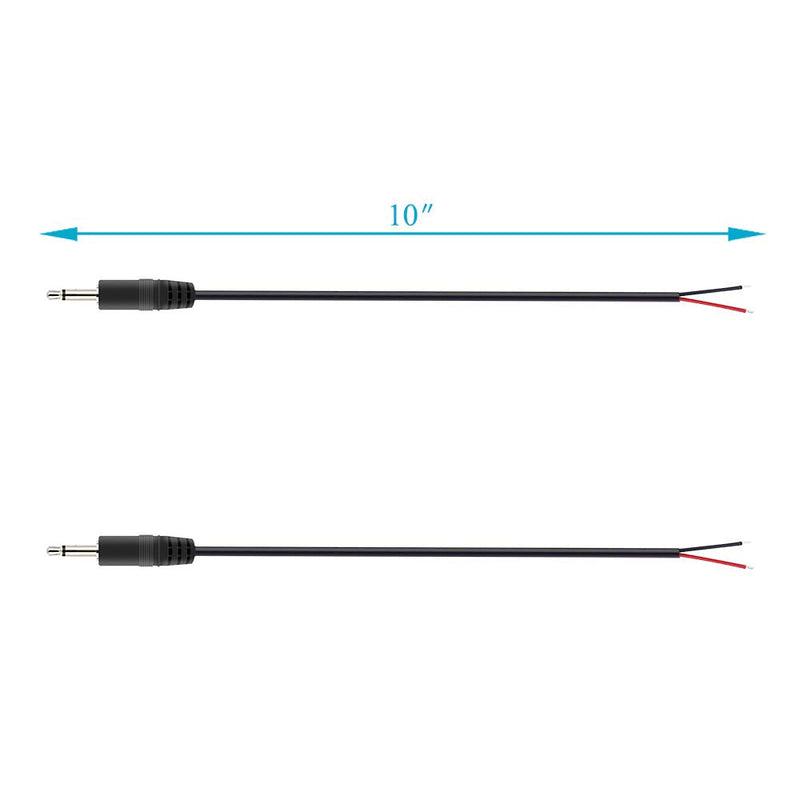 Fancasee (2 Pack) Replacement 3.5mm Male Plug to Bare Wire Open End TS 2 Pole Mono 1/8" 3.5mm Plug Jack Connector Audio Cable Repair