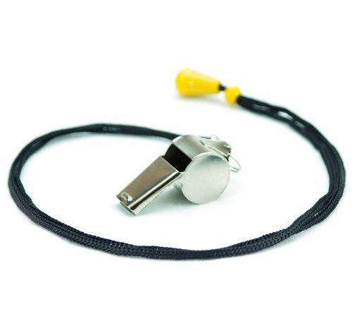 Crown Sporting Goods SCOA-001 Stainless Steel Whistle with Lanyard â€“ Great for Coaches, Referees, and Officials by