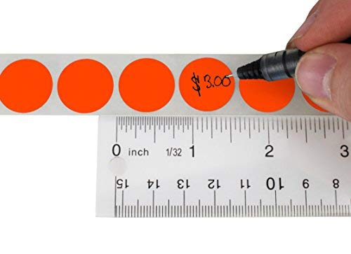 ChromaLabel 3/4 Inch Round Removable Color-Code Dot Stickers, 1000 per Roll, Fluorescent Red-Orange