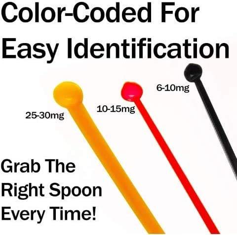 Superdosing 2-in-1 Static-Free Micro Scoop With 10-15 mg + 25-30 mg Measuring Spoons 25 Pack. Sturdy For Easy, Mess-Free Nootropic Supplement Powder Measurement. Multipack = A Tiny Spoon for Each Jar!