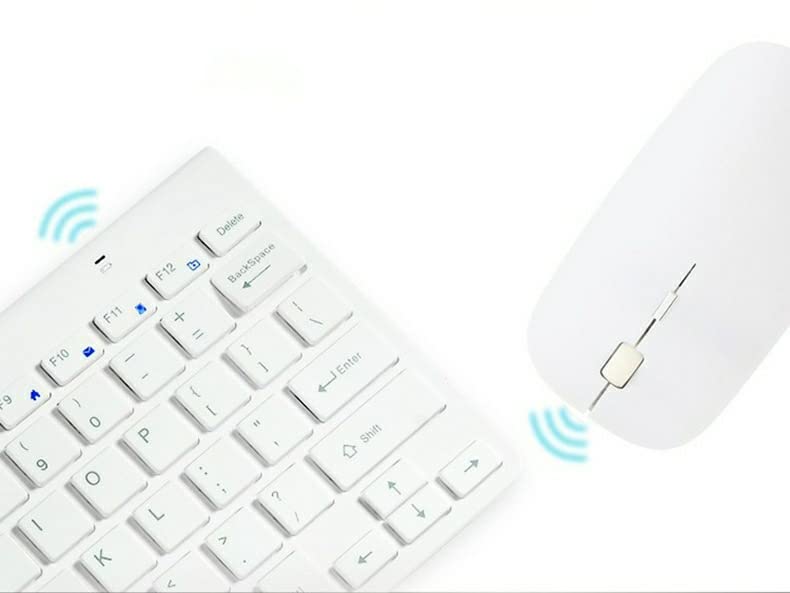 Wireless Keyboard and Mouse Combo, Compact Quiet Wireless Keyboard and Mouse Set 2.4G Ultra-Thin Sleek Design for Windows, Computer, Desktop, PC, Notebook, Laptop (White) White