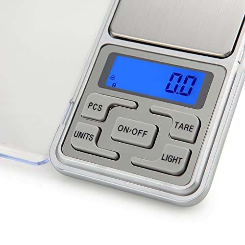 Meichoon Digital Jewelry Scale Milligram Scale Pocket Size High Precision Steelyard 1.1lb/500g (0.01g) Reloading for Jewelry and Gems Small Electronic Scale C32