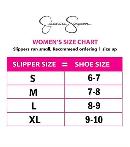 Jessica Simpson Women's Comfy Faux Fur House Slipper Scuff Memory Foam Slip on Anti-Skid Sole Small Black