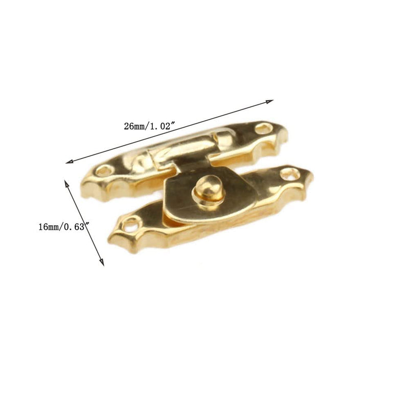 dophee 5 Pack Heavy-Duty Suitcase Latch Hasps, 26x16mm/1.02"x0.63" Gold Retro Decorative Cabinet Latch Hasps with Matchable Nails for Jewelry Box Wooden Case Trunks 10 Pieces