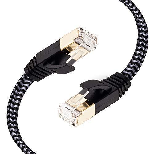 Cat 7 Ethernet Cable 20 ft, MORELECS Nylon Braided Cat 7 Internet Cable 20 ft Ethernet Cable RJ45 Network Cable Cat7 LAN Cable for PC Laptop Modem Router Cable Ethernet 20ft
