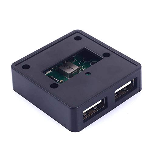 Villageboom DIY 5V USB voltage stabilizer voltage converter step-down converter input 5V-20V, output dual USB 5V 3A Max with housing for solar charging of 3.7 volt batteries