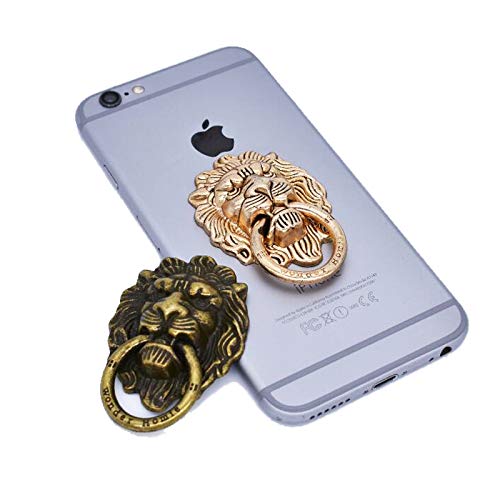 Tvoip 3Pcs Phone Holder Metal Lion Mobile Phone Ring Stand Universal Desktop Bracket Plating Retro Style Lion Head Finger Holder Buckle