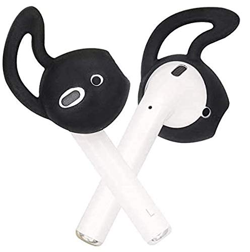 JNSA 6 Pairs Silicone Ear Tips Compatible with Air Pods 1&2,Silicone Soft Anti-Slip Sport Earbud Tips, Anti-Drop Ear Hook Gel Headphones Earphones Accessories Tips (Black 6 Pairs) Black
