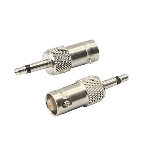 3.5mm Mono to BNC Adapter, BNC Female Jack to 1/8" TS Male Plug Nickel-Pated Bidirection Connector for Antenna Radio CCTV DVR Camera and More (4 Pack)