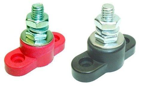 Fastronix 5/16" Stainless Steel Single Stud Power and Ground Junction Block Red and Black 5/16"