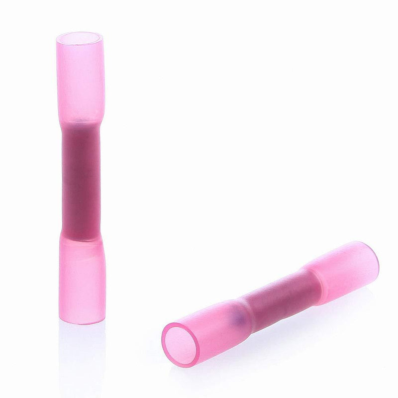 AIRIC Heat Shrink Butt Connectors 200pcs 22-16AWG Waterproof Butt Connector Heat Shrink Marine Automotive Electrical Straight Wire Crimp Connectors Red 22-16 AWG 200