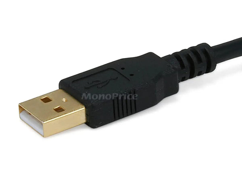 Monoprice 1.5-Feet USB 2.0 A Male to Mini-B 5pin Male 28/24AWG Cable with Ferrite Core (Gold Plated) (105446),Black 1.5ft Black