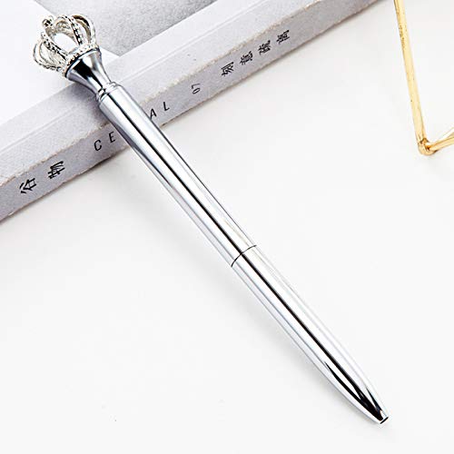 Sherry 4Pcs Gel Ink Roller Ball Pen Ballpoint Pen Crown Crystal Metal Pens Silver Crown-Silver(4Pcs)