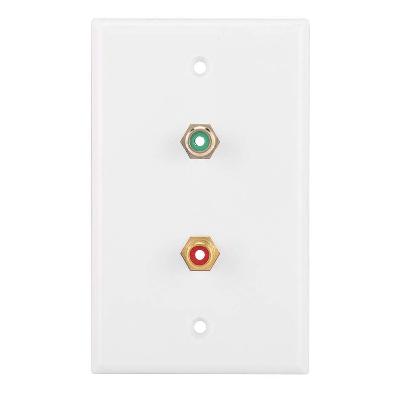 2-Port RCA Panel, Multi-Functional RCA Connector Wall Plate Insert Interfaces for Office Building Subwoofer Audio Port, US Standard, White