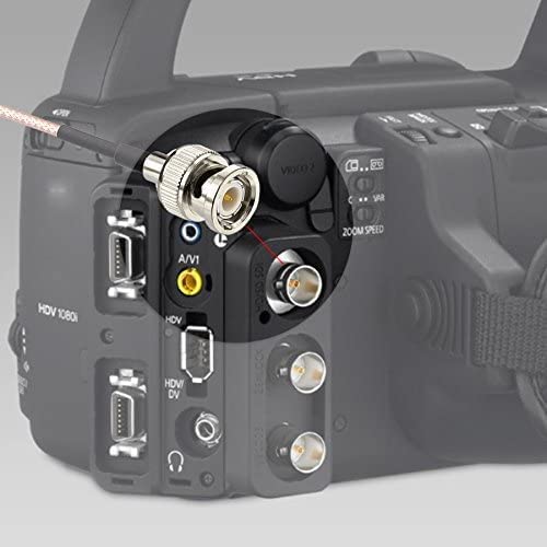 SUPERBAT SDI Cable (75 Ohm, 12inch, 2-Pack) Mini BNC Male to BNC Female Bulkhead Cable for HD SDI 3G SDI Recorder Camera Monitor Converter, SDI Video Cable 12inch, 2pcs