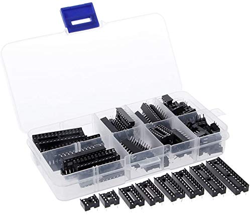 DollaTek 66pcs Dip IC Socket Adapter Solder Socket Kit 6/8/14/16/18/20/24/28 Pins