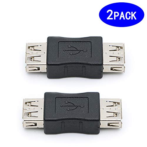 2 Pack USB 2.0 AF/AF Plug Type A Female to Type A Female Adapter Connector Converter Compatible with Laptop Computer Hard Drive Printer Camera