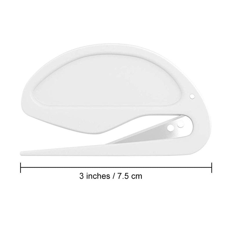 Onwon 20 Pieces Letter Opener Envelope Slitter with Safety Concealed Blade Package Opener Slitter Paper Knife Plastic Openers Razor Blade for Office Home Supplies, White