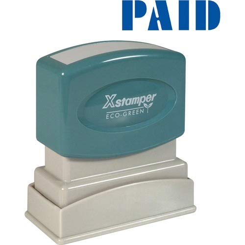 1335 Xstamper PAID Pre Inked Laser Engraved Rubber Stamp, Impression Size 1/2" x 1-5/8", Blue