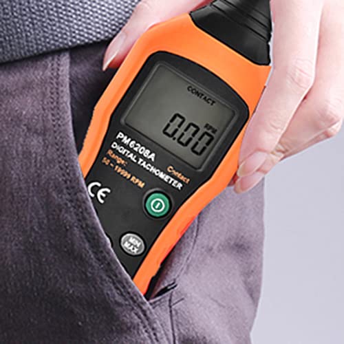 PM6208A Tachometer, Handheld Contact Type Digital Tachometer Electronic Tachometer Engine Tachometer Tester Power Source 4 * 1.5AAA Battery (NOT Included) Air Flow and Anemometer