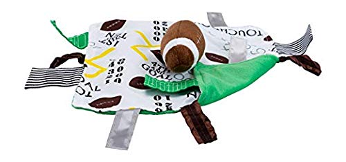 Baby Sensory, Educational & Teething Closed Ribbon Tag Lovey Blanket with Security Plush: 10"X10" (Football)