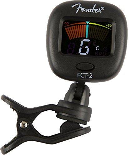 Fender FT-2 Professional Clip on Tuner for Acoustic Guitar, Electric Guitar, Bass, Mandolin, Violin, Ukulele, and Banjo Black FCT-2