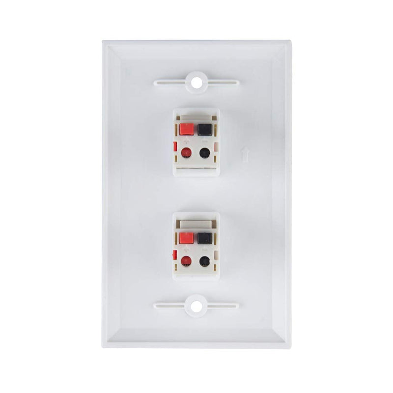 TENINYU 2 Port Speaker Jack Speaker Module Keystone Single Gang Wall Plate Speaker Wall Plate for Home Theater - White (2-Port)
