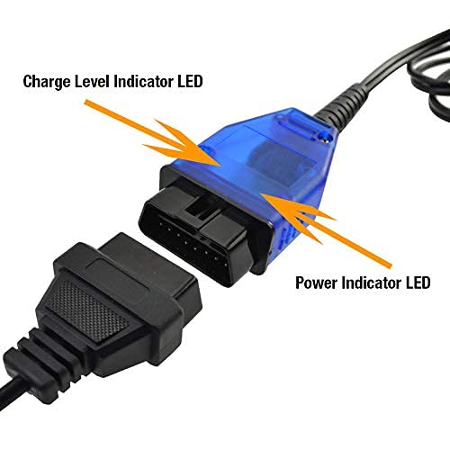 allsun Car Memory Data Saver Automotive Emergency Power Supply Cable Battery Cable OBD II Memory Saver Connector Vehicle Clock Memory Saver Two 2 Alligator Clips and Cigarette Lighter Socket