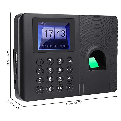 Sanpyl Biometric Fingerprint Attendance Machine Time Attendance Clock Employee Checking-in Recorder Password/Fingerprint Access Control (US Plug) Us Plug