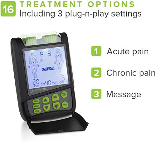 TENS Therapy Massager by Ultima OTC - Electric Muscle Contraction Stimulator for Electrotherapy Pain Relief - Massage Unit and Pain Therapy Device (White)