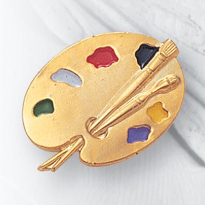 7/8 Inch Painting Pallet Lapel Pin - Package of 12, Poly Bagged