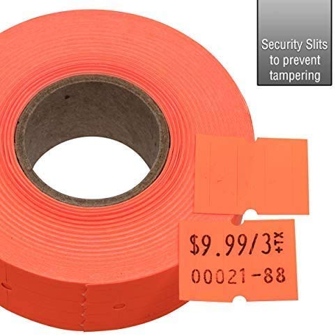 Fluorescent Red Perco Labels for Perco 2 Line Labeler Gun - 1 Sleeve, 6,000 Labels 2 Line Labels Flou. Red - 1 Sleeve