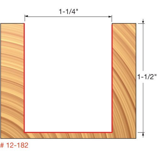 Freud-Diablo 1-1/4" (Dia.) Double Flute Straight Bit with 1/2" Shank (12-182), Red, One Size 1-1/4-Inch Diameter by 1-1/2-Inch Double Flute Straight Router Bit