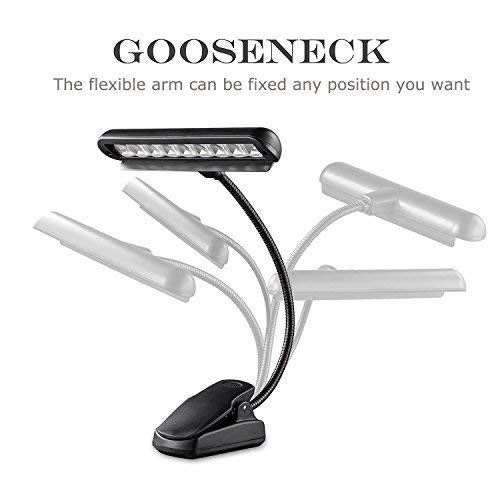 Vshinic Music Stand Light ,Clip On Piano Lights 9 LED Orchestra Light Book Lamp Musician Lamp,Fully Adjustable No Flicker For Piano, Orchestra,Book Reading, Mixing Table, DJ, Craft Work (Powered by AA Batteries, AC Adapter)