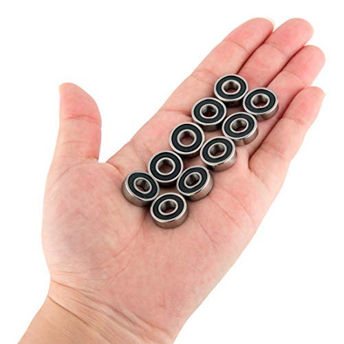 10 Pack R4-RS Ball Bearing, Premium Sealed Radial C3 EMQ, 1/4"x5/8"x10/19"-Chrome Steel