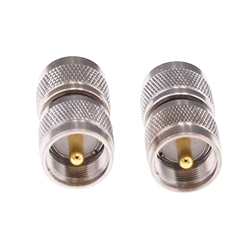 RFaha 2pcs UHF Male to UHF Male PL259 RF Coax Adapter Double Male PL-259 Coaxial Connector Plug(F52-2)