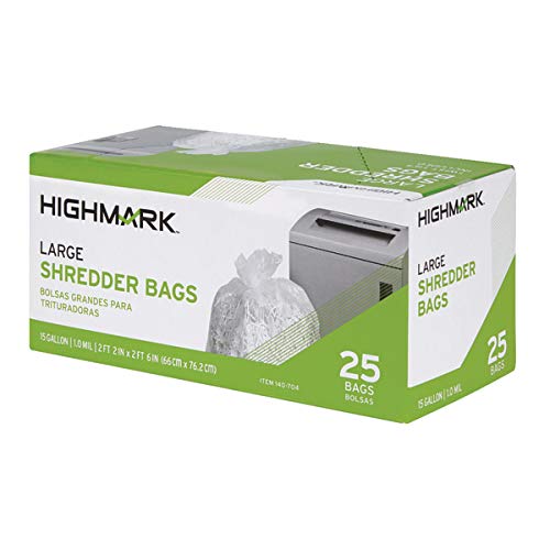 Highmark Shredder Bags, 1 mil, 15 Gallons, Clear, Box of 25, DP00704