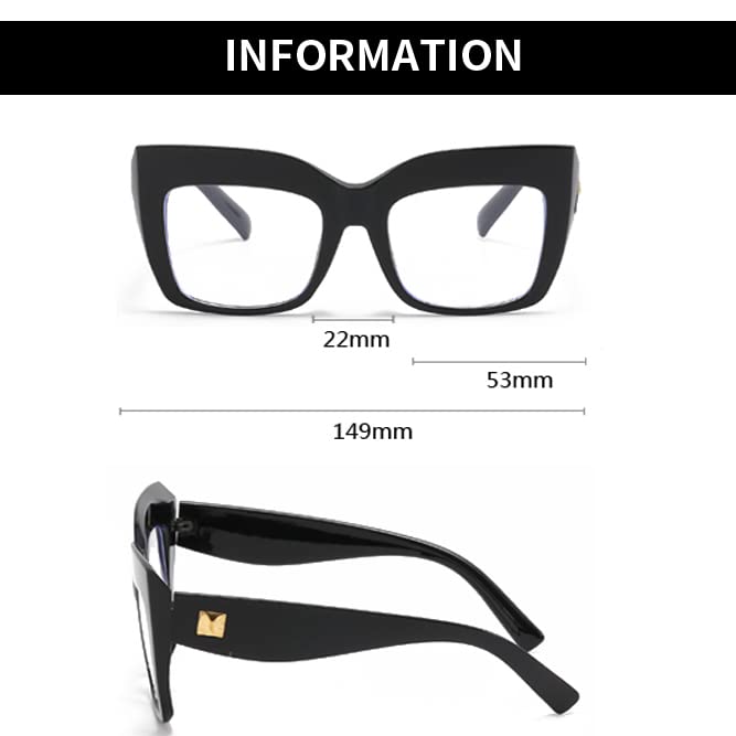 LJCZKA Thick Square Blue Light Blocking Glasses Oversized Cat Eye Eyewear Fashion for Women Computer Eyeglasses Clearpurple