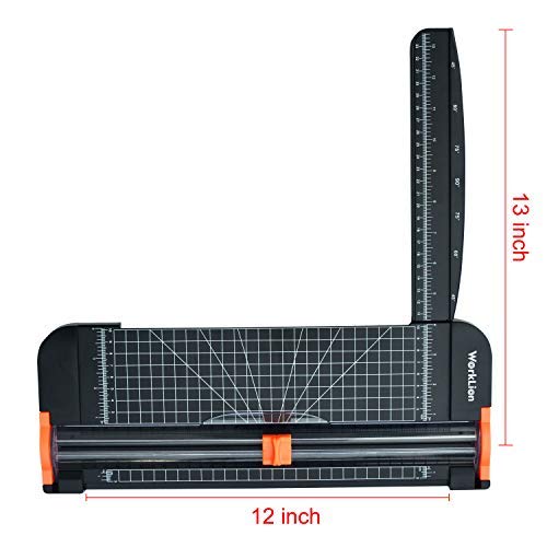 WORKLION Paper Cutter - A4 Paper Craft Cutter with Security Blade for Cut Gift Card, Coupon, Label, Cardstock, Photo, 12 inch Black Office Paper Trimmer