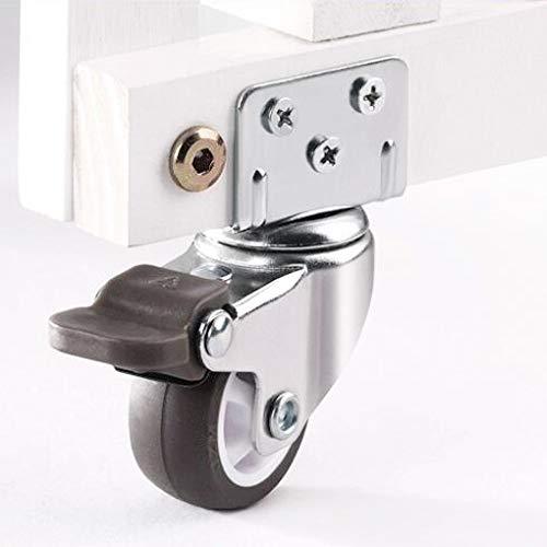 Skelang 1'' Swivel Plate TPE Caster, Low Profile L-Bracket Caster with Brake, Silent Caster Wheels Replacement for Crib, Table, Shelf, TV Stand, Loading Capacity 25 Lbs Per Wheel, Pack of 4